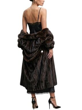 Vintage 70s 80s Canada Majestic Mink black brown full length ranch mink coat